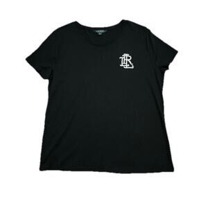 Lauren Ralph Lauren Womens XL Top Shirt Black Cotton Modal Basic Classic